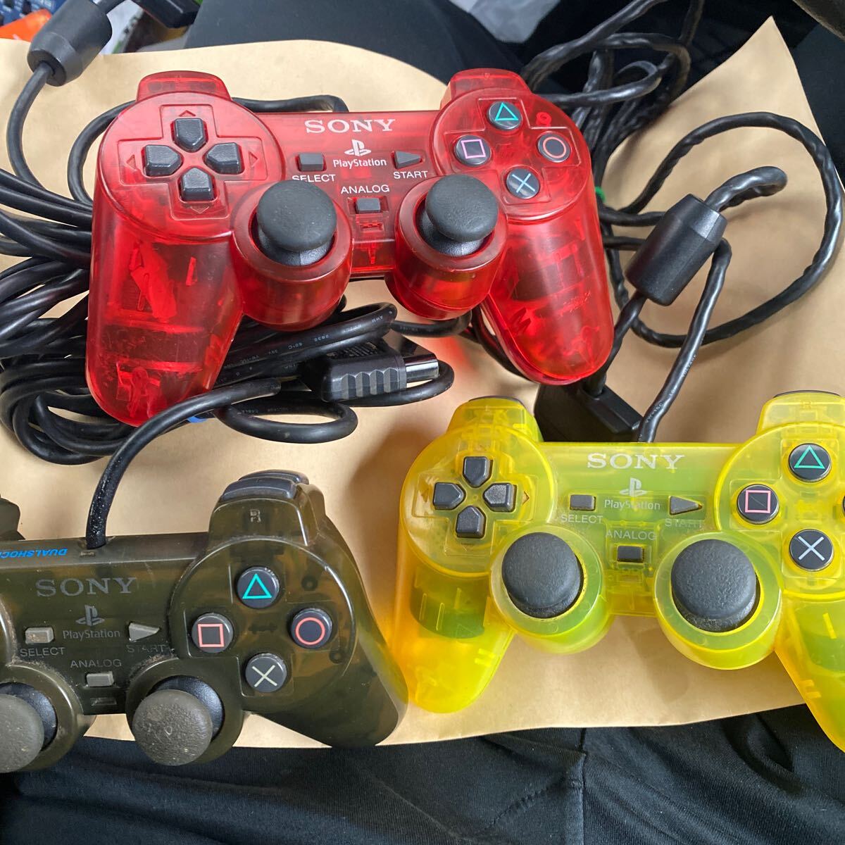 PS2 SCPH-10010 コントローラー DUALSHOCK2 デュアルショック2 SONY クリア ブラック イエロー レッド セット 送料無料