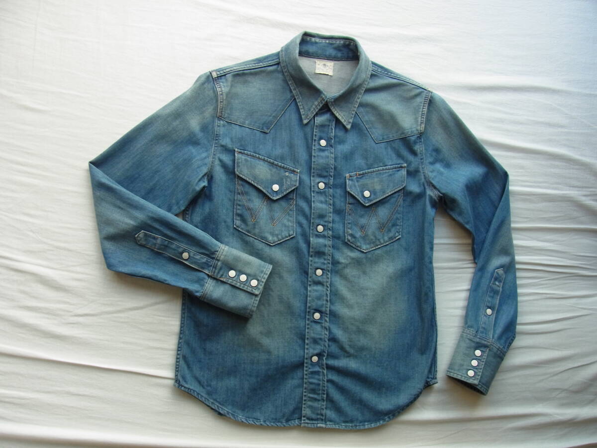 Wrangler ラングラー デニム素材　ユーズド ダメージ加工　ウエスタンシャ