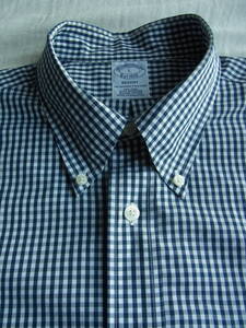 BROOKS BROTHERS Brooks Brothers Hsu pima хлопок материалы серебристый жевательная резинка в клетку кнопка down рубашка размер L