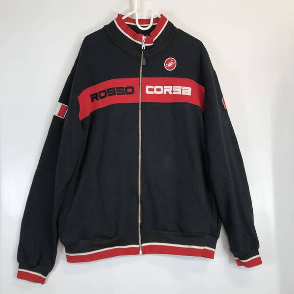 castelli カステリ スウェットジップジャケット 2XLサイズ USA古着 ブラック レッド