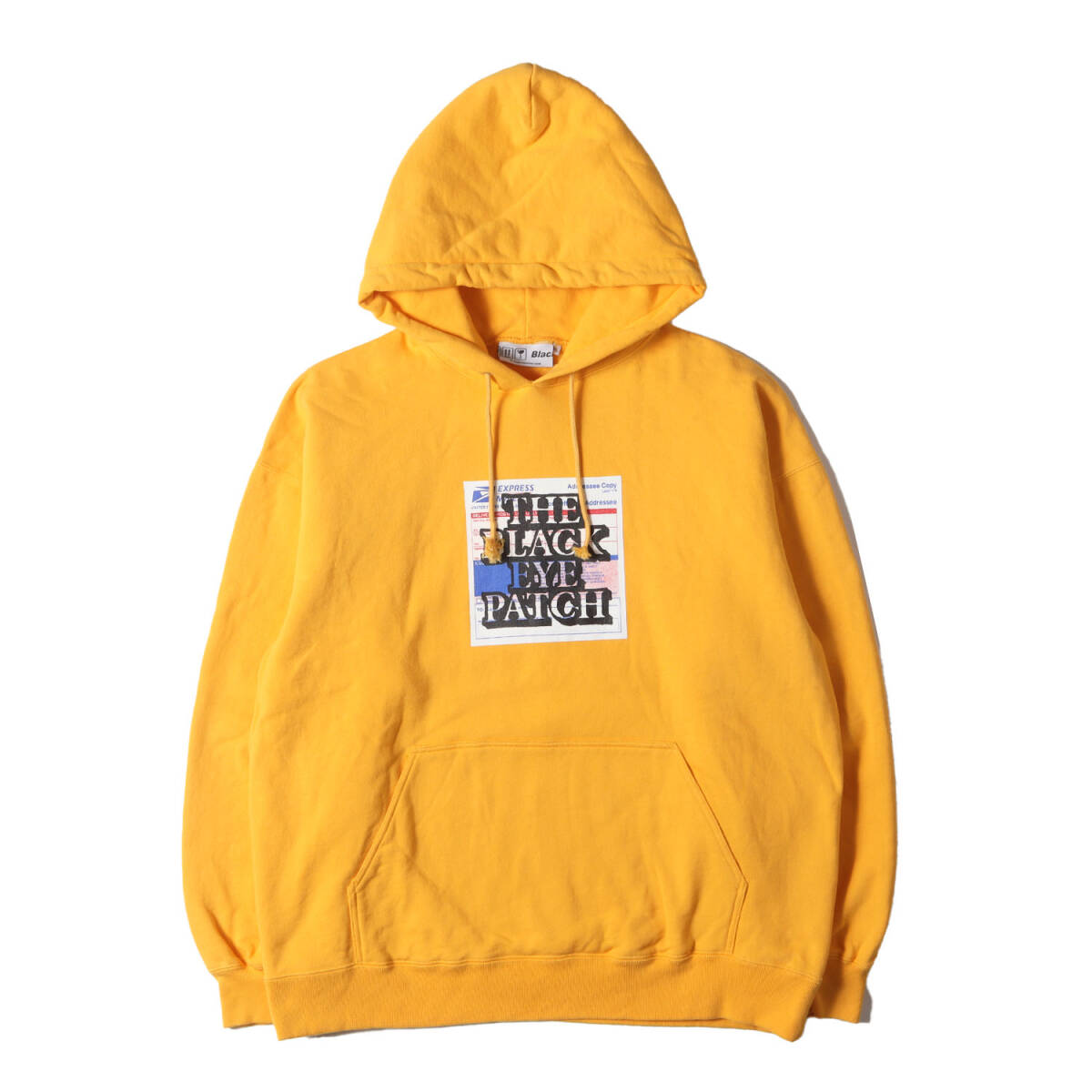 BlackEyePatch ブラックアイパッチ パーカー サイズ:XL ラベルロゴ リバースウィーブ スウェット パーカー (LABEL HOODIE) イエロー