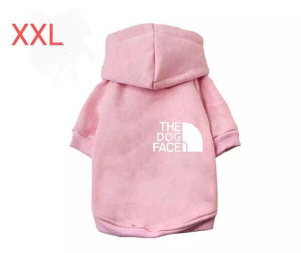The dogfaceドッグフェイス 犬服パーカーペット用洋服ドッグウェアワンポイント桃色ピンクXXLサイズ!