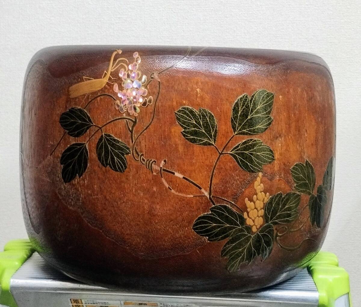 骨董 手あぶり 火鉢 茶道具 木製 桐火鉢 蒔絵 鉢カバー コワ