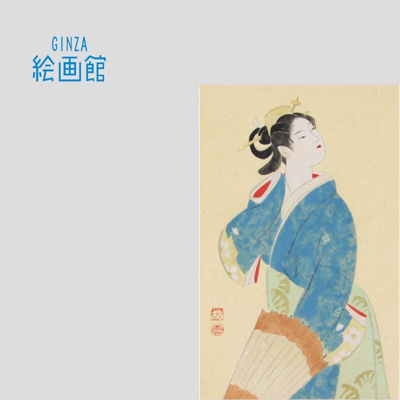 真作】掛軸 上村松園 リトグラフ 初雪 文化勲章受章 名品 二重箱入 O8 絵画