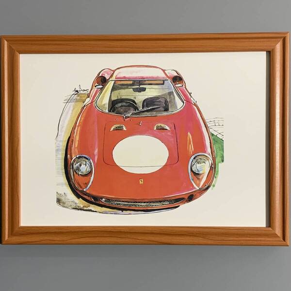 ■BOW/池田和弘■「Ferrari 250LM /1984」/B5額装品/貴重イラスト/印刷物/インテリア G1828