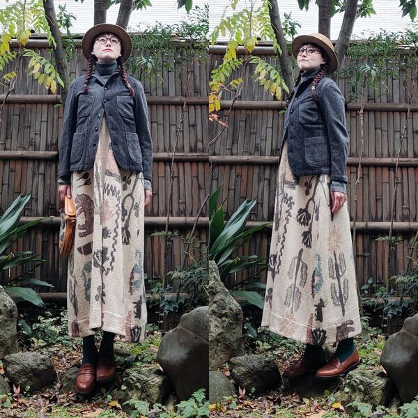 アメリカ製 FWK ENGINEERED GARMENTS エンジニアドガーメンツ グレーパッチワーク ウールツイードジャケット 装苑 fudge