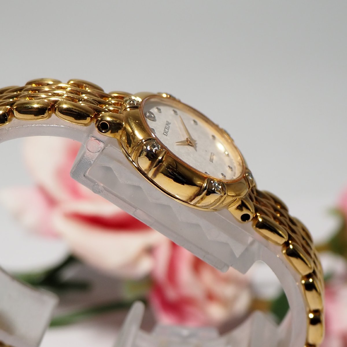 エクセリーヌ セイコー 6P 12Pダイヤ レディース腕時計 ゴールド F322 セイコー/SEIKO エクセリーヌ 12Pダイヤ 腕時計 レディース