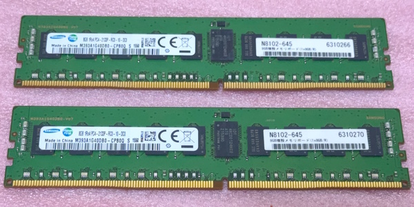 ●Samsung M393A1G40DB0-CPB0Q 2枚セット - PC4-17000/DDR4-2133/PC4-2133P ECC REG/Registered 288Pin DDR4 RDIMM 16GB(8GB x2) 動作品