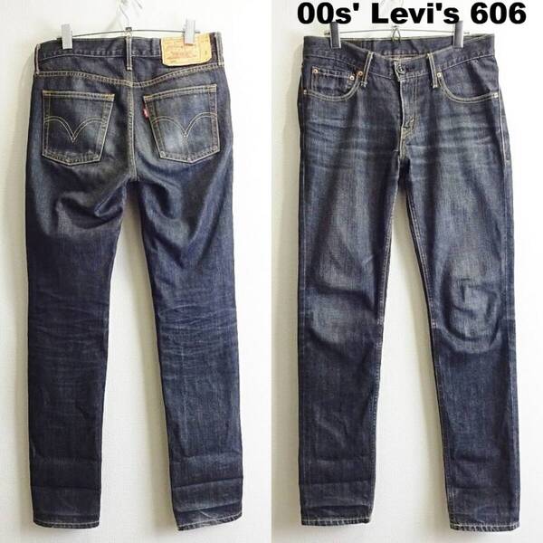 即決★ 送料無★ 00s リーバイス 606 W82cm スリムテーパードジーンズ ブラック Sz.30 Levi's I182