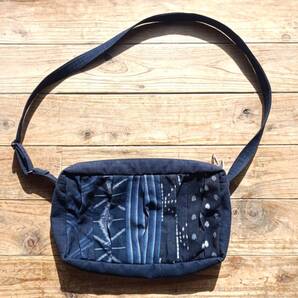 送料無料♪儀右ヱ門 GIEMON ショルダーバッグ 久留米絣 35×18×7㎝ パッチワーク 藍 和装 美品 オカモト商店 中川政七商店 うなぎの寝床
