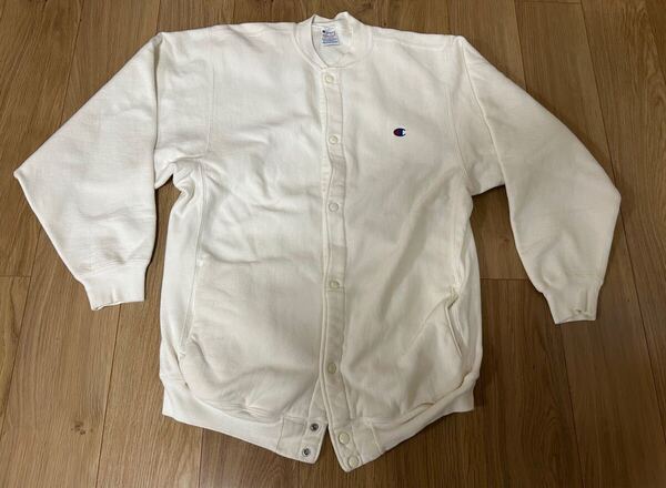 Champion チャンピオン リバースウィーブ スナップ カーディガン 90s USA製 サイズ:XXL 白ホワイト