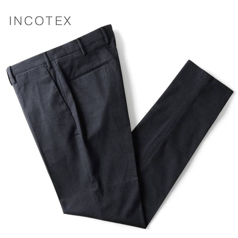 INCOTEX(インコテックス) / コットンストレッチ千鳥格子柄スリムテーパードパンツ(30型/SLIM FIT) [itx2360062-48]