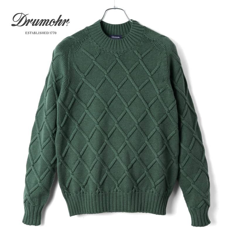 Drumohr(ドルモア) / ケーブル編みウールミドルゲージシームレスモックネックニット(D5M103RI) [drm2470063-46]