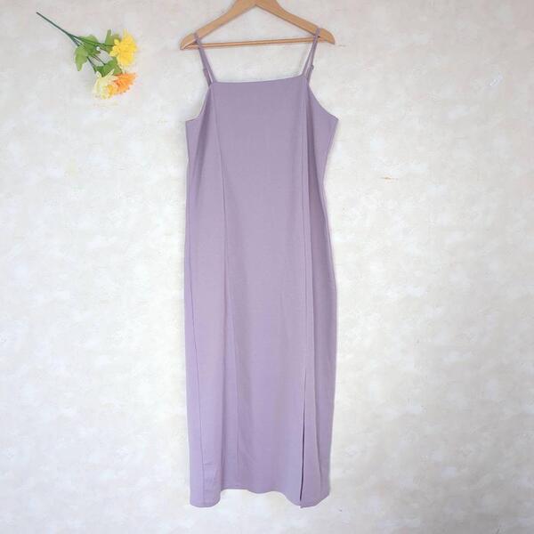 ルラシェ RELACHE キャミワンピース【L】パープル ロング 無地