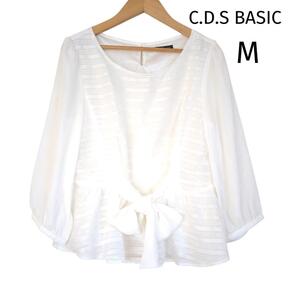 シーディーエスベーシック C.D.S BASIC ブラウス【M】リボン 白