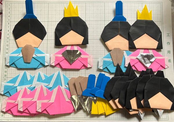 12 折り紙 ひな祭り 雛祭り おひなさま 壁面飾り ハンドメイド