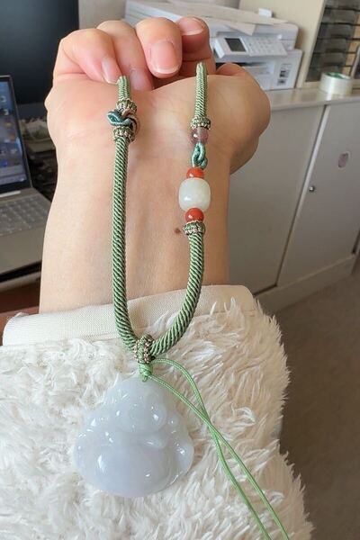 R2-0356 天然本翡翠《本物保証》 布袋様ペンダント 一品一図 高品質 一品一図 一点物 魔除け 昇進 成功 風水 金運 財運 幸運 幸福 縁起
