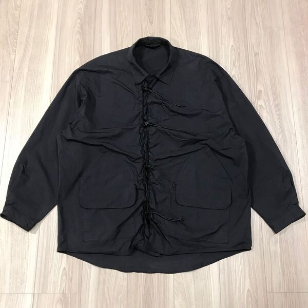DIGAWEL Shirt garment dye BLACK BIG JACKET COAT ディガウェル フック コード オーバー サイズ シャツ ハンティング ジャケット コート
