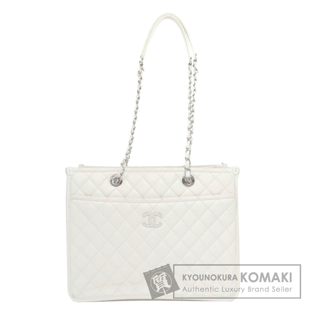 CHANEL シャネル チェーントート ココマーク シルバー金具 トートバッグ ラムスキン レディース 中古