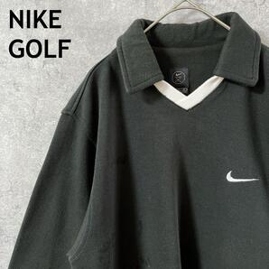 NIKE GOLF ニットトレーナー 襟切替 黒 リブ有 Lメンズ E1