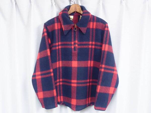 ◆珍品 70s ヴィンテージ Woolrich ウールリッチ プルオーバー ウール シャツ チェック ハーフジップ TALON ネイティブ ヘビーデューティー