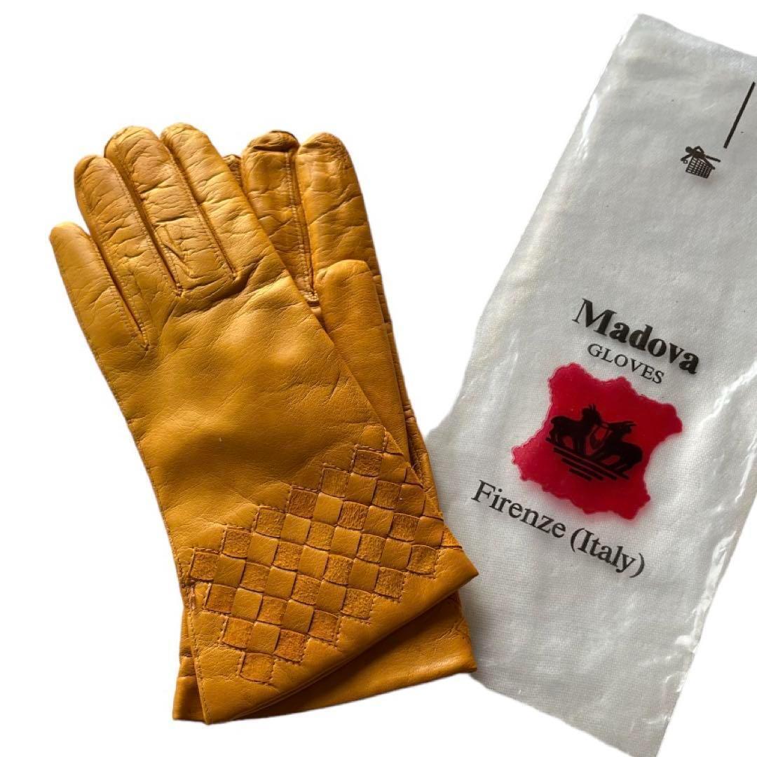 【新品未使用】Madova 手袋 サイズ7 1/2 イタリア製 Vintage Madova Gloves Florence Italy Black Leather Womens