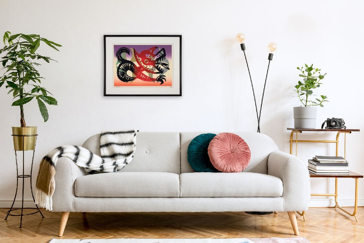 竹澤イチロー 「子ギツネ」 シルクスクリーン 版画 絵画 竹澤イチロー 「子ギツネ」 シルクスクリーン 版画 絵画