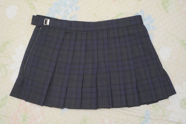 高校 中学 制服 ミニスカート W70-26 紺チェック 冬
