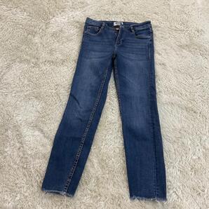 ZARA デニムストレートジーンズ コットン100% ネイビー D934