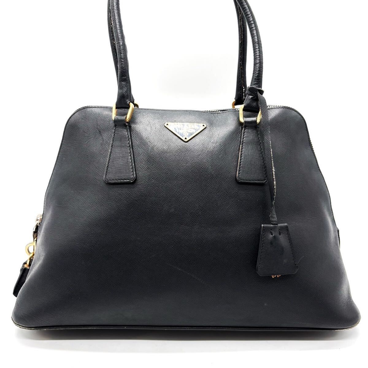 プラダ ガレリア サフィアーノレザー トートバッグ 三角ロゴ 黒 a4 収納◎ プラダ ガレリア サフィアーノレザー トートバッグ 三角ロゴ 黒