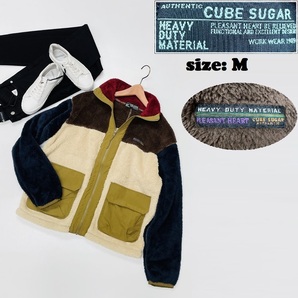CUBE SUGAR /M/ ベージュ ボアアウター 長袖ジャンパー ブラウン ネイビー レッド 生地 ナイロン ゴルフ バイク キャンプ キューブシュガー