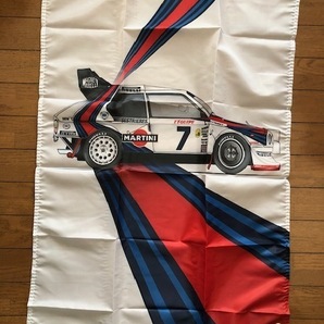 誰も持ってない?お部屋・ガレージに!ランチア インテグラーレ マルティニ MARTINIロゴ 通常サイズフラグ 白 送料無料!