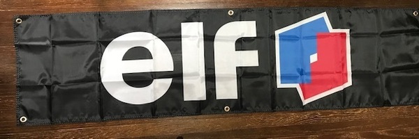 誰も持ってない?お部屋・ガレージに! elfロゴ タペストリー横長特大サイズフラグ 送料無料! ルノー