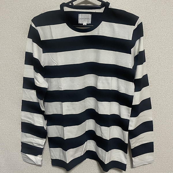 送料無料 新品 FLASH REPORT フラッシュレポート ボーダーシャツ 長袖 カットソー M ロンT バスクシャツ ミリタリー ワーク カートコバーン