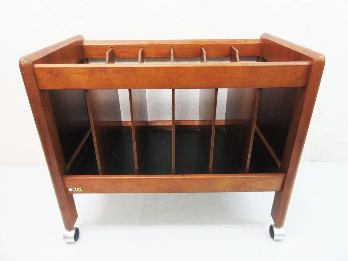 1970's ヴィンテージ 木製 銅細工 金具 ウッド レコード ラック 1970's ヴィンテージ 木製 銅細工 金具 ウッド レコード ラック