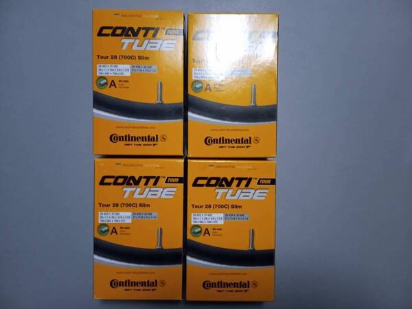 【新品 4本 即決即日発送】インナーチューブ / Continental / Tour 28 スリムチューブ / 700x28-37c,28x1.1-28x1 5/8 / 米式 40mm / 4本
