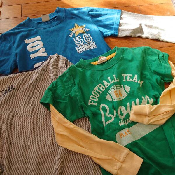 キッズ長袖コットン素材Tシャツ3枚セット130~140カットソー