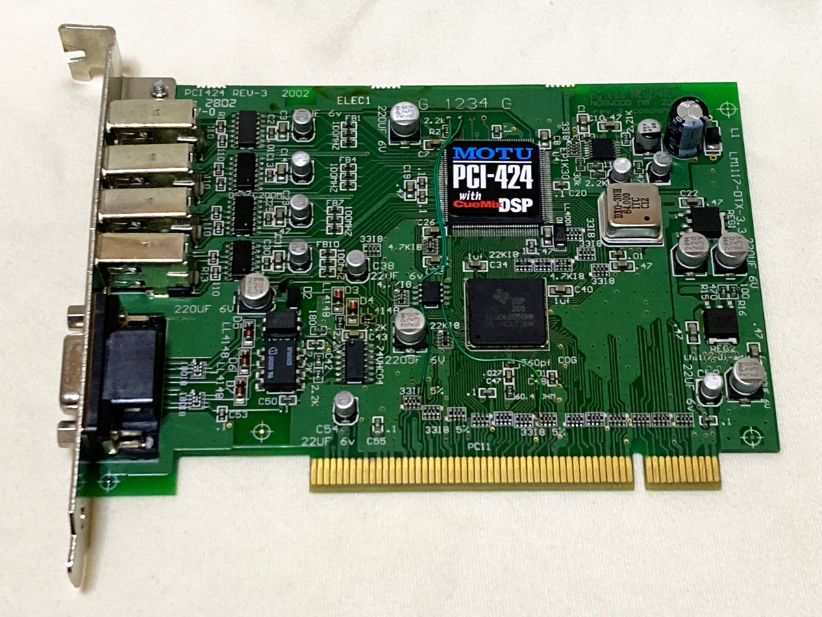 認識確認済み】MOTU PCIe-424 オーディオI/F用カード 中古品
