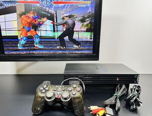 希少品 動作品 PS2 プレイステーション2 SCPH-50000ミッドナイトブラック 本体セット クリアコントローラー プレステ 2 PlayStation2(D23)