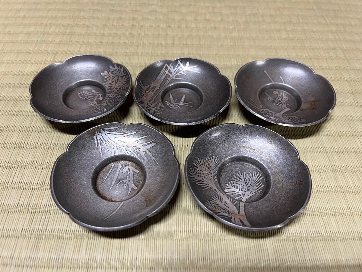 Yahoo!オークション -「錫 茶托 松竹梅」(金属工芸) (工芸品)の