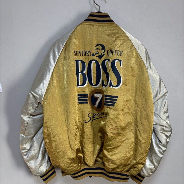 90s BOSSジャン ボス リバーシブル 金プレート MA-1 スカジャン リバーシブル 古着 ブルゾン ヴィンテージ