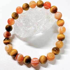 天然石ブレスレット 17㎝ タイガーアイ メノウ パワーストーン アクセサリー 誕生石