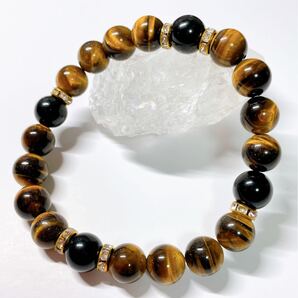 天然石 17.5㎝ ブレスレット タイガーアイ オブシディアン パワーストーン