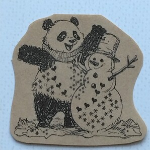 774 パンダ 雪だるま はんこ ハンコ ヴィンテージ アンティーク スタンプ ゴム印 ラバースタンプ ラッピング 冬 年賀状 スノーマン snowman