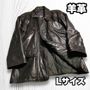 タカQ 羊革 Lサイズ カーコート レザー 本革 ロング レザージャケット 黒茶 レザーコート