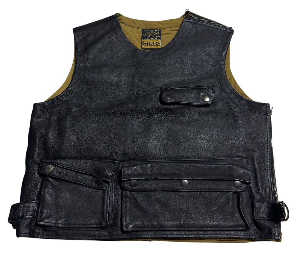 即決 HAROLD'S GEAR メンズ F レザーベスト ジレ ハロルズギア