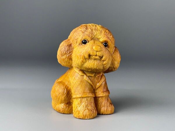 可愛い犬の木彫り 彫刻工芸品 根付 細密彫刻 置物 飾り お土産 お守り 贈り物