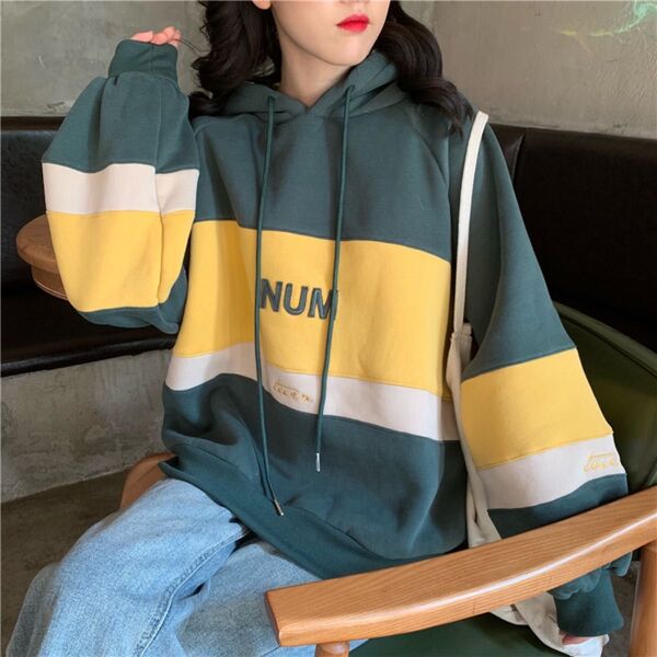 マルチカラー パーカー スウェット トレーナー ユニセックス 韓国 グリーン