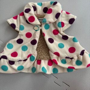 ムージョンジョン ベスト 80cm フリース ドット柄