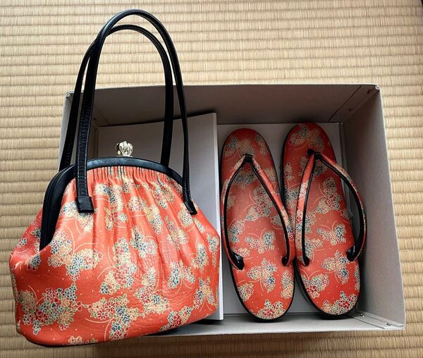 草履 バッグ セット 本革 昭和レトロ 着物 正月